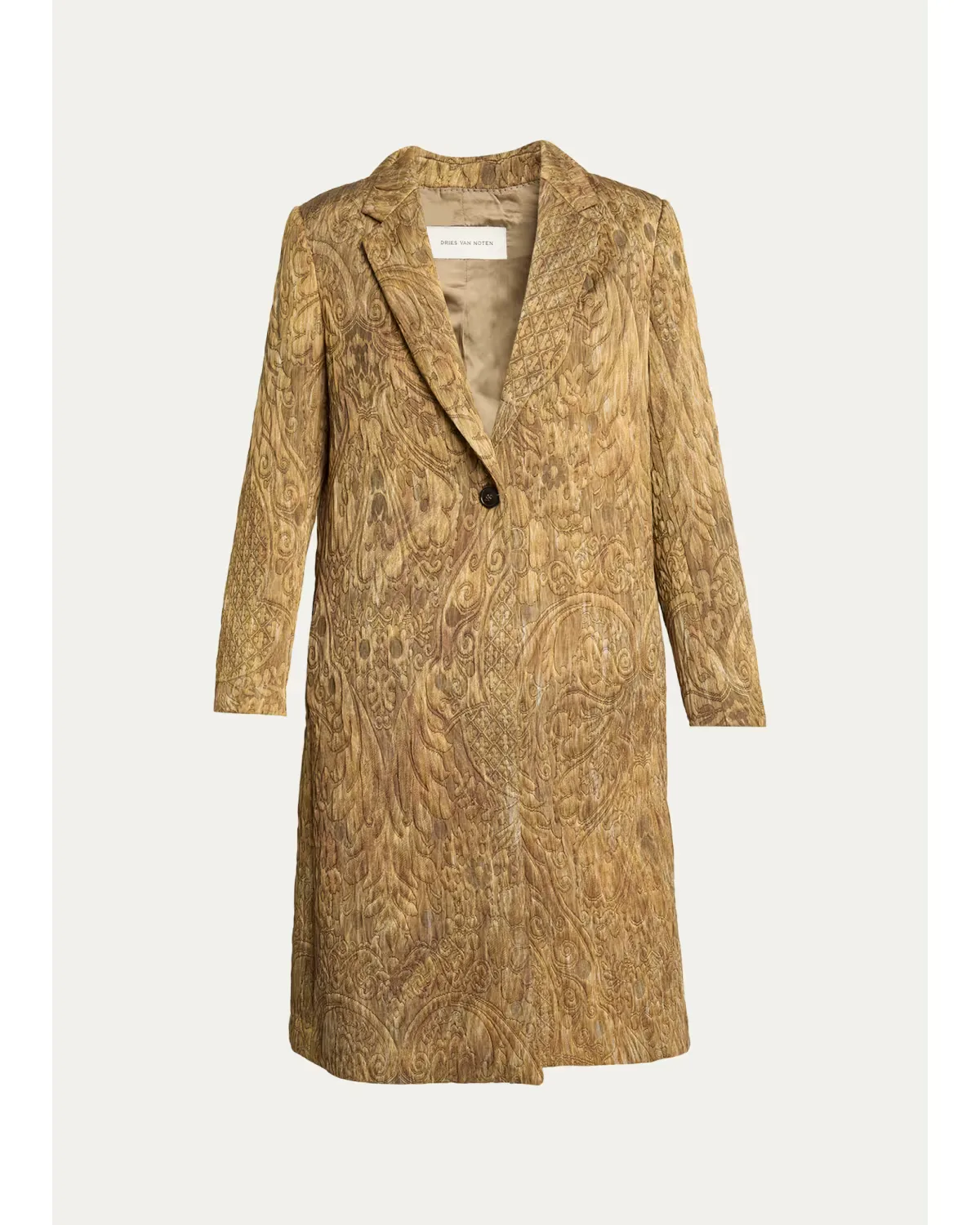 Paisley Jacquard Single-Breasted Coat by Dries Van Noten