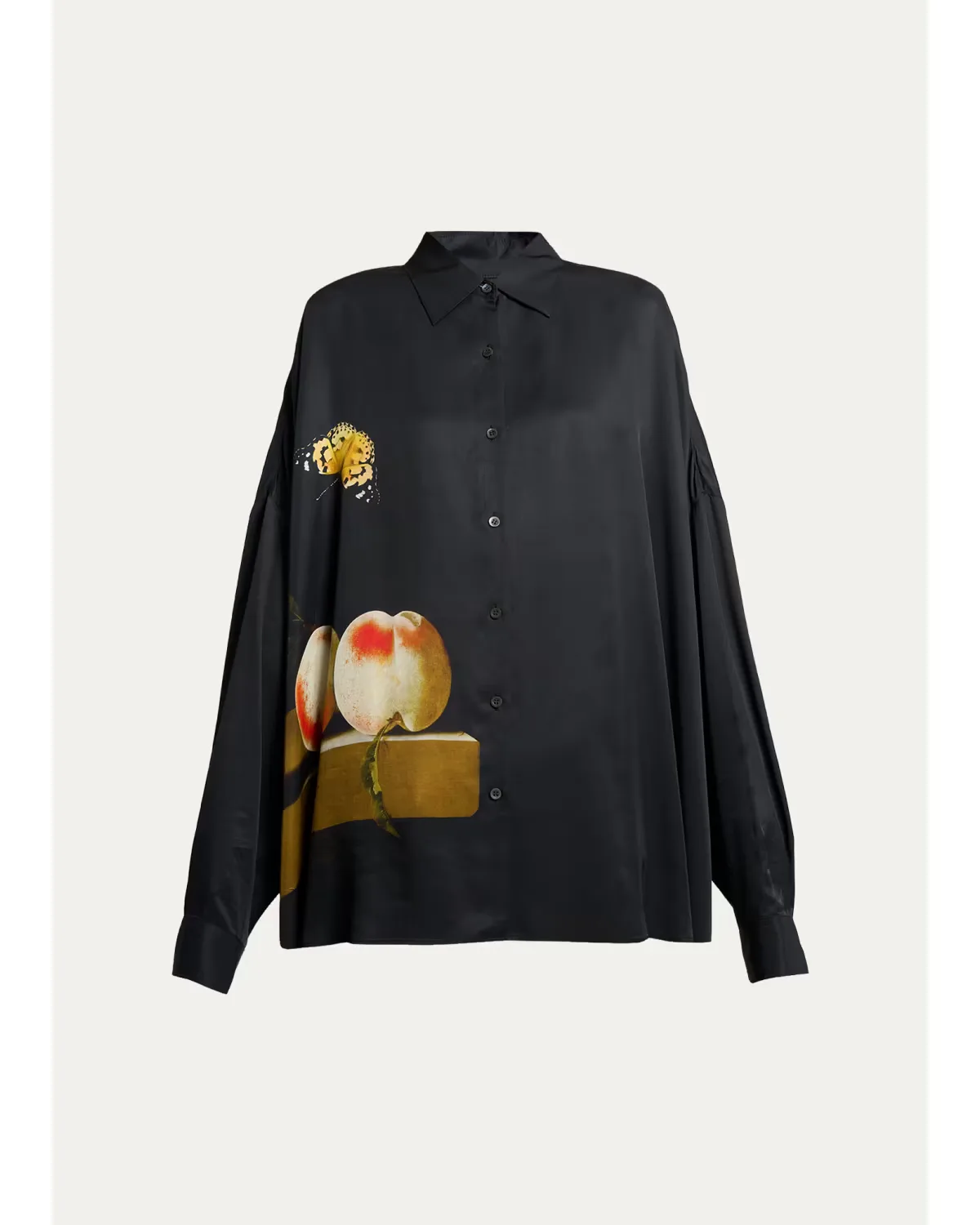 Printed Satin Oversized Button-Front Shirt by Dries Van Noten