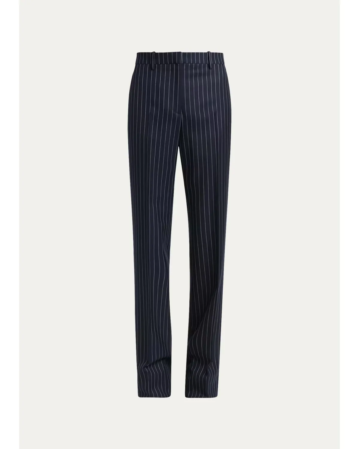 Corded Chalkstripe Wool Tailored Straight-Leg Boyfriend Pants by Tom Ford