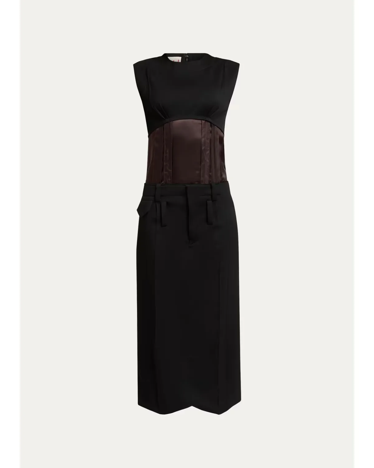 Mixed-Media Sleeveless Midi Dress by Marni
