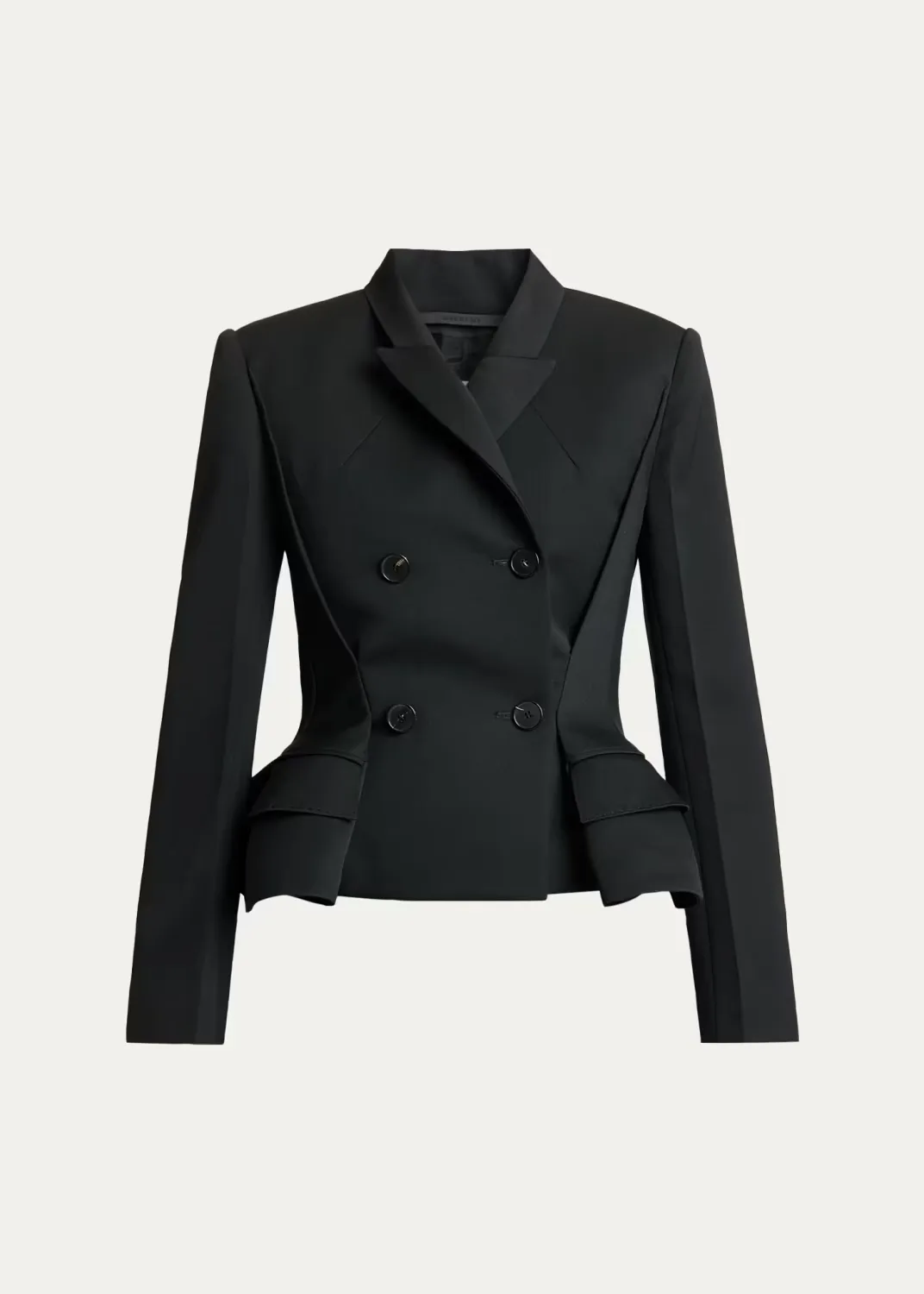 Pinched Peplum Double-Breasted Jacket