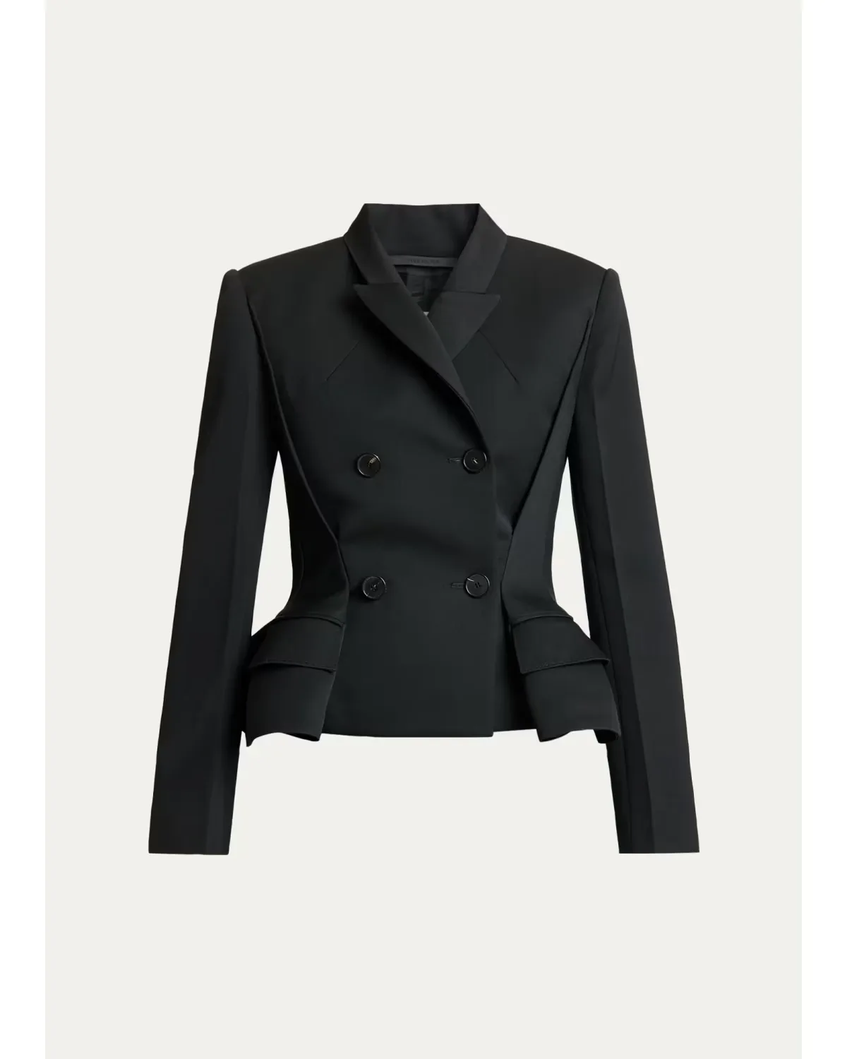 Pinched Peplum Double-Breasted Jacket