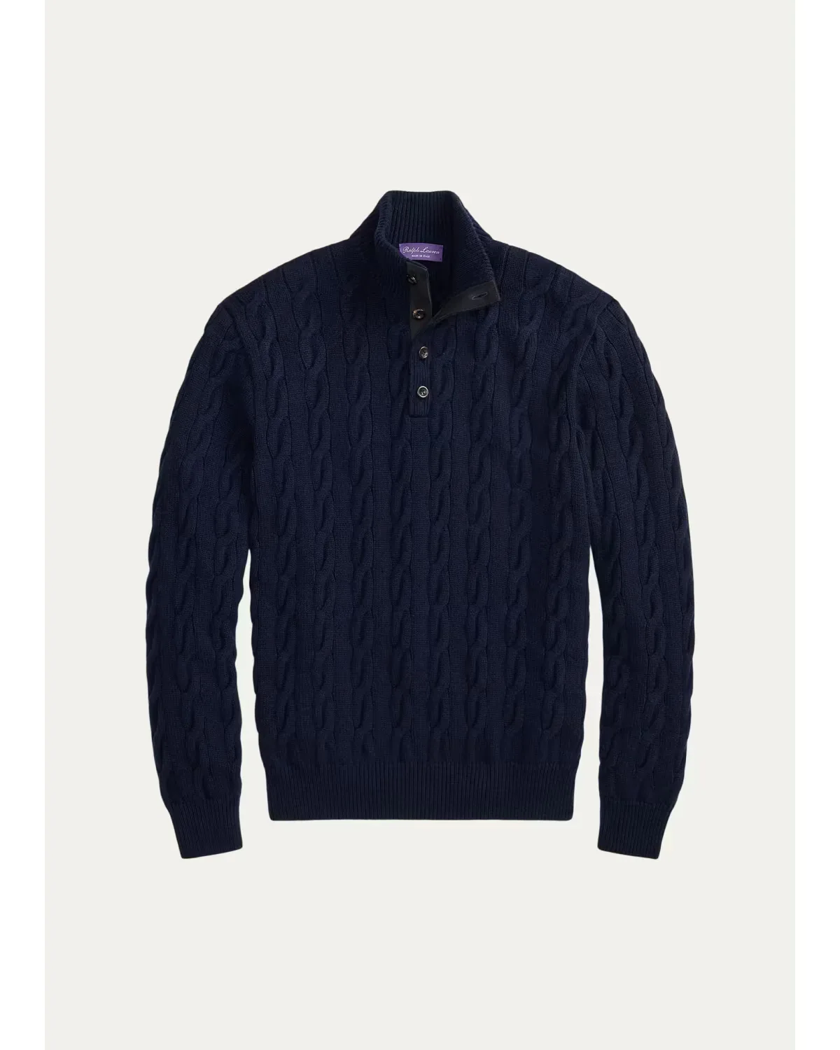 Cable-Knit Cashmere Mockneck Sweater by Ralph Lauren