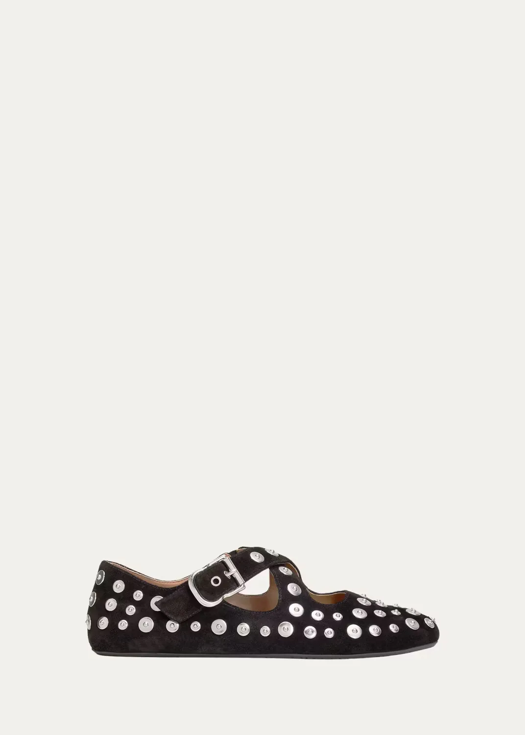Grommet Suede Crisscross Ballerina Flats