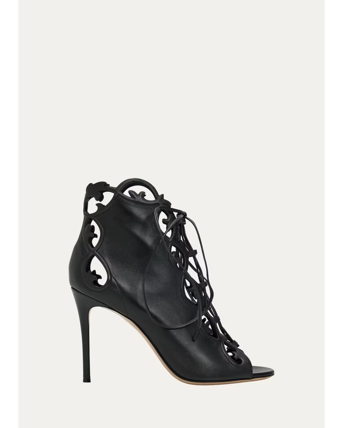 95mm Nappa Leather Lace-Up Booties by Gianvito Rossi