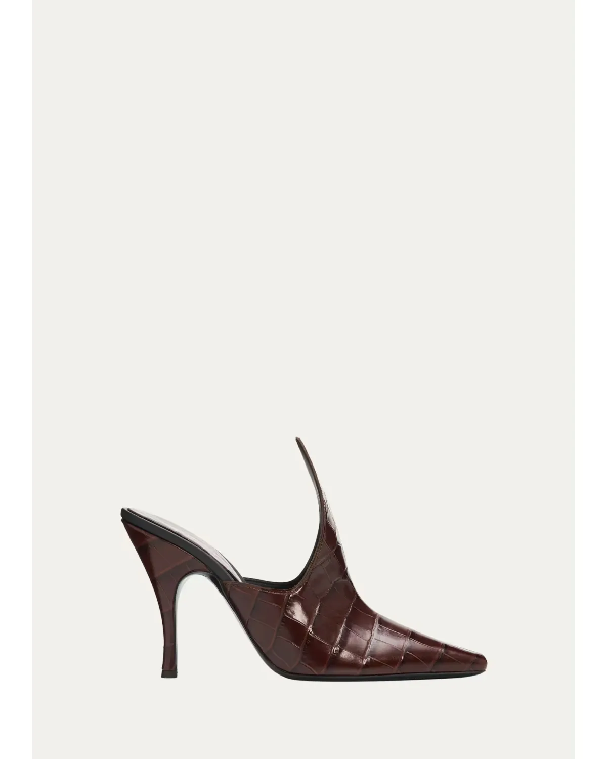 100mm Court Croc-Embossed Leather Mules