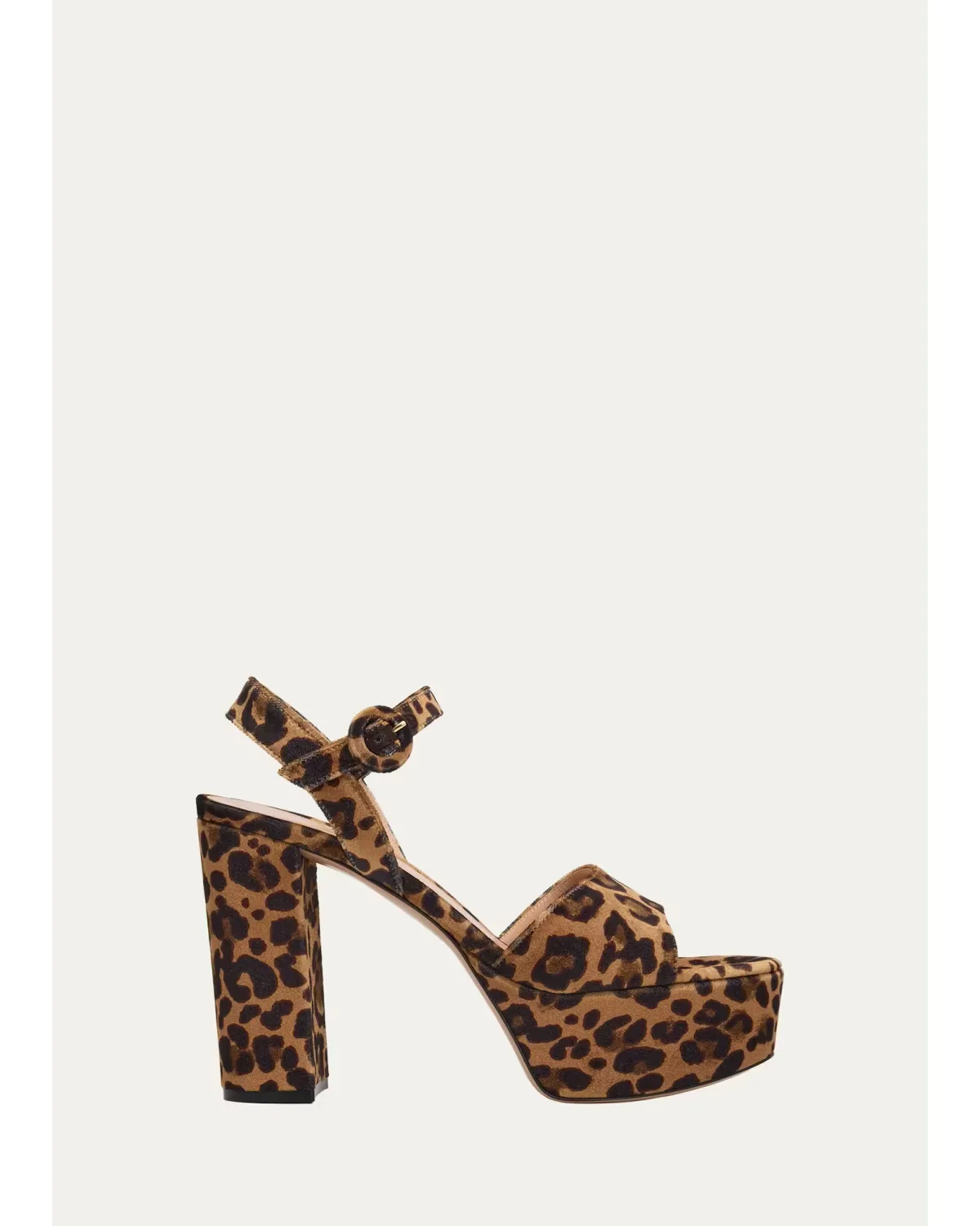 70mm Leopard Velvet Platform Sandals by Gianvito Rossi