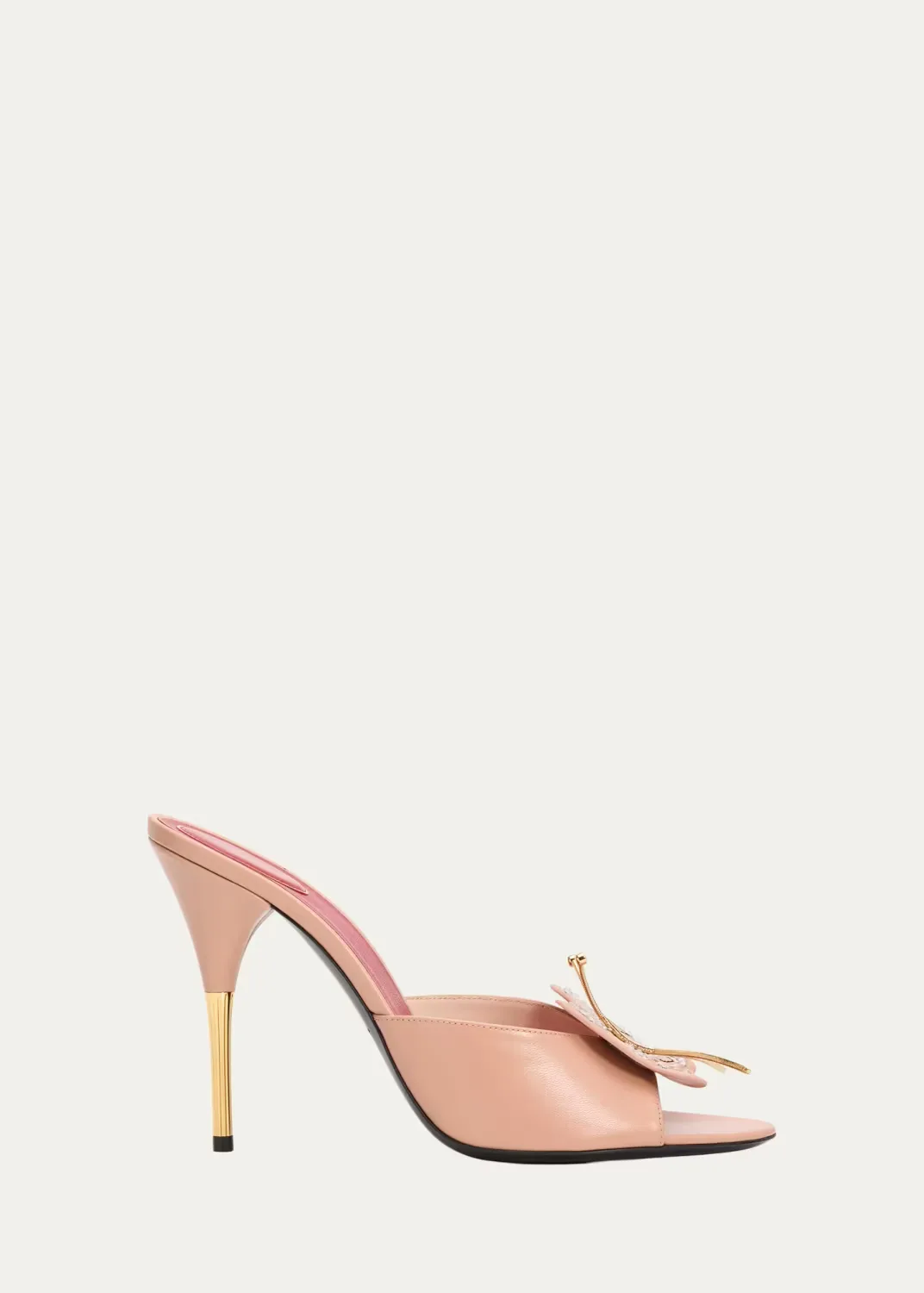 105mm Flutterby Embellished Leather Slide Sandals