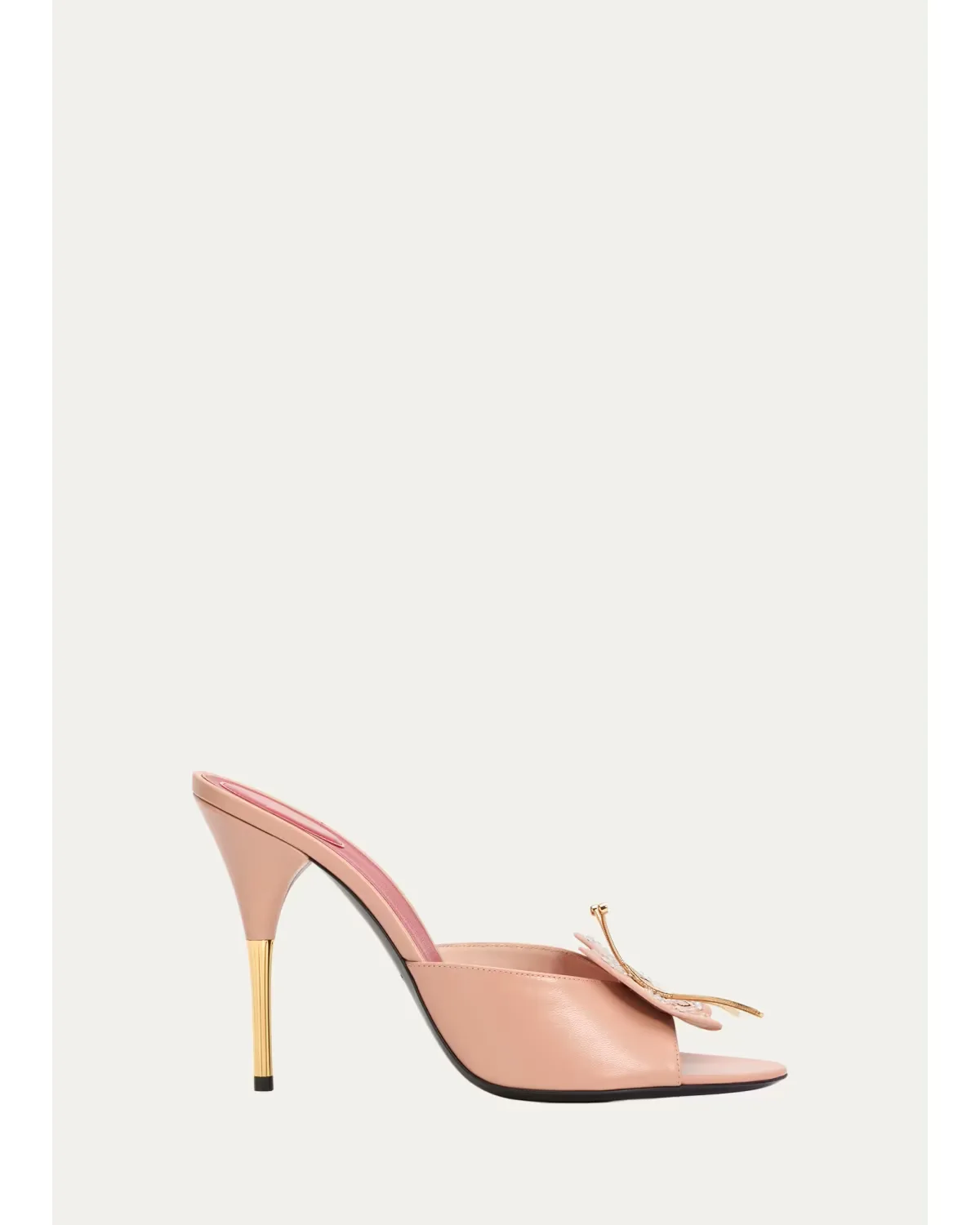 105mm Flutterby Embellished Leather Slide Sandals