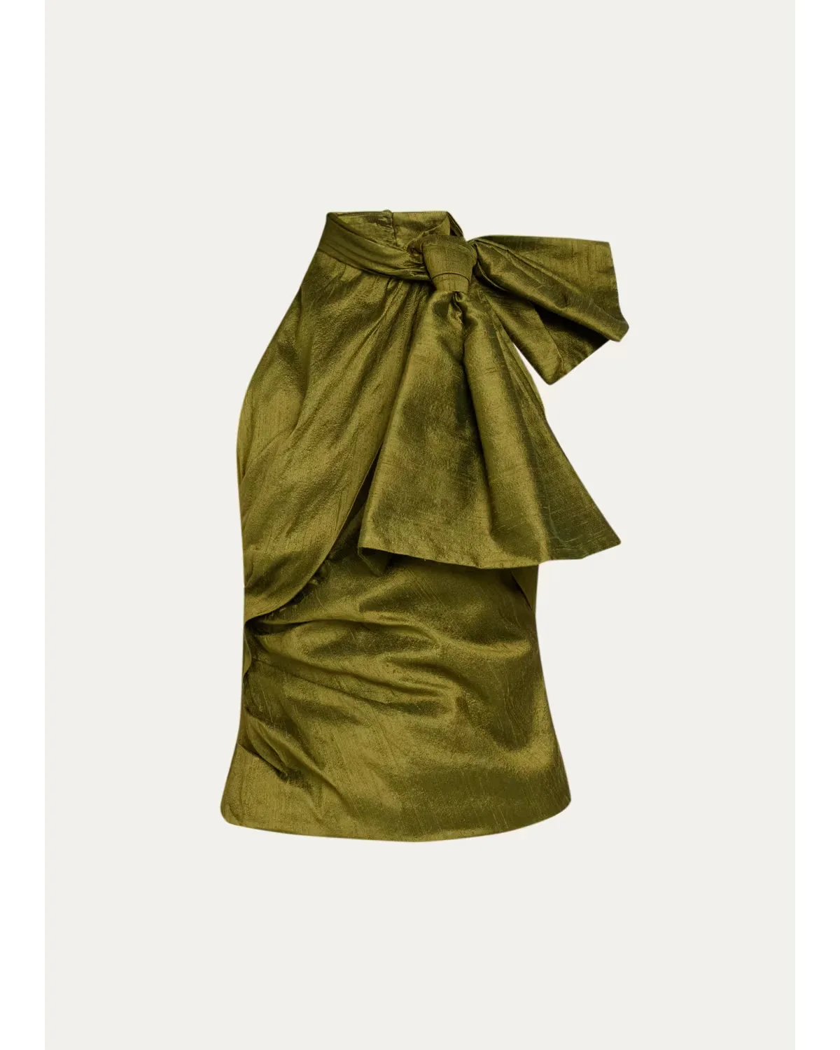 Bow-Neck Silk Halter Top