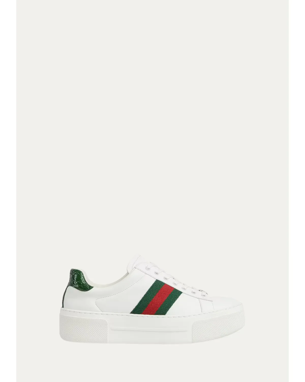 Ace Web Mixed Leather Sneakers by Gucci