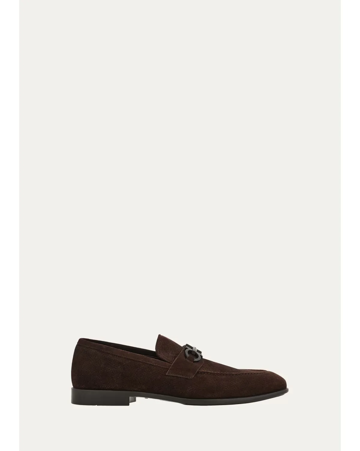 Foster Textured Suede Gancini Bit Loafers by Ferragamo