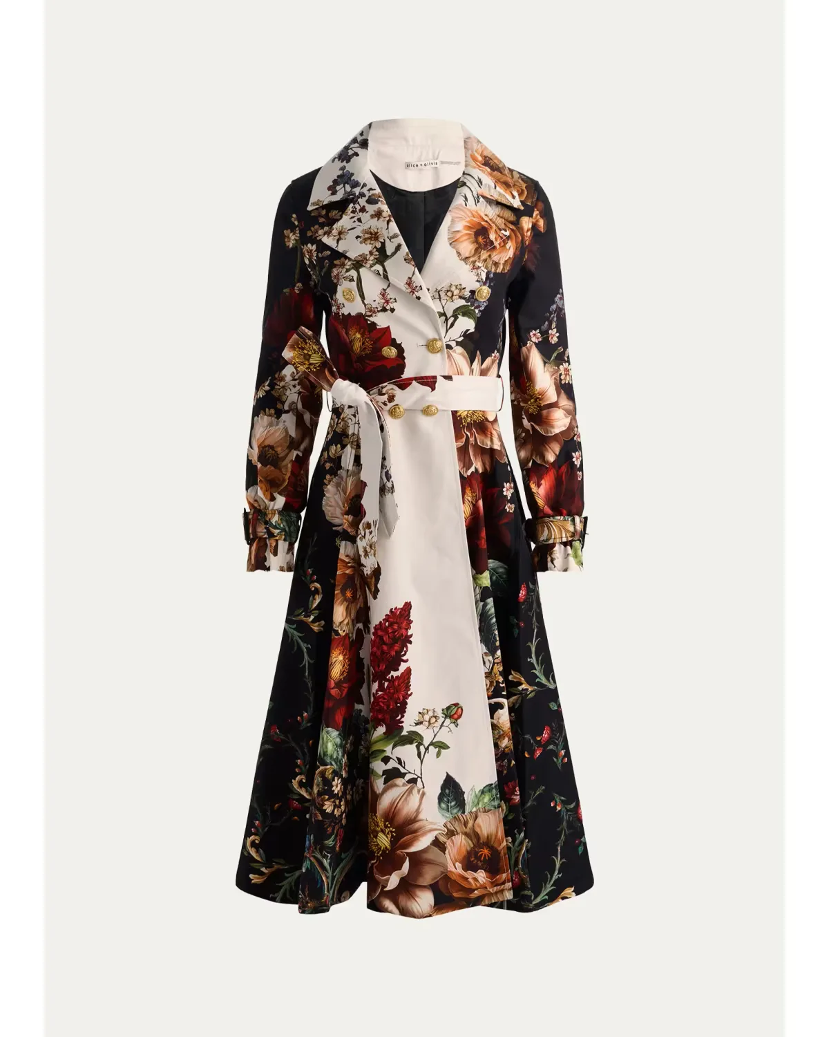 Ellie Belted Godet Trench Coat by Alice + Olivia