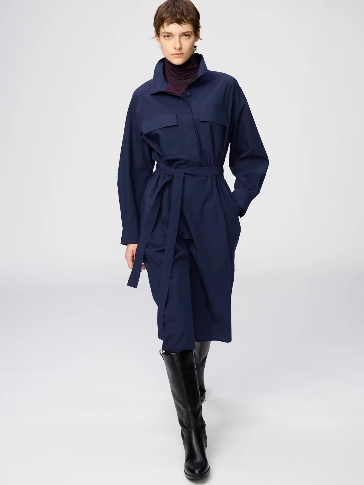 Cotton Stand Collar Dress by Uniqlo