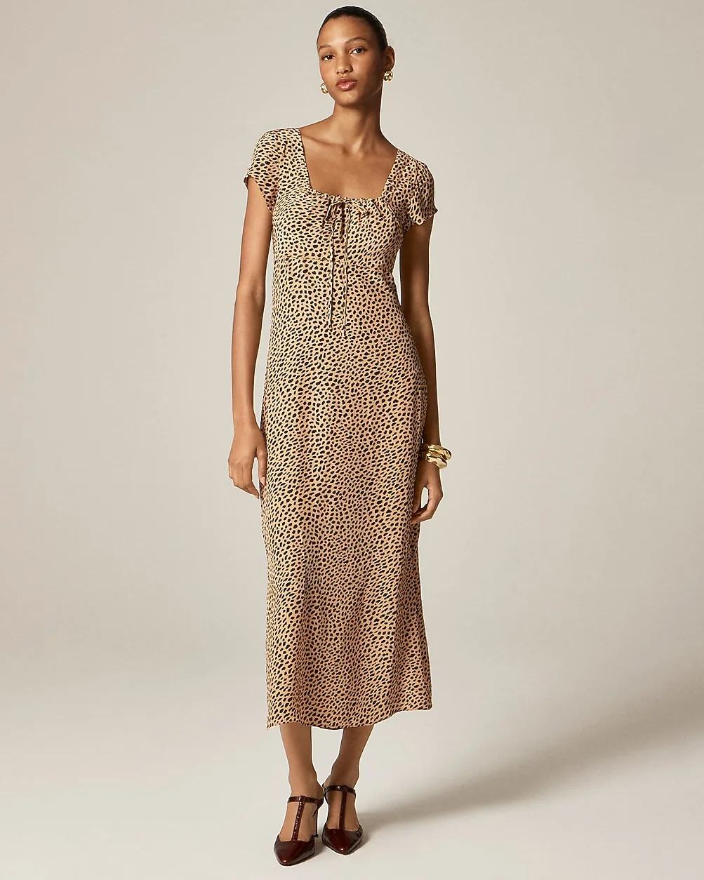 Squareneck Slip Dress in Spot Print by J.Crew