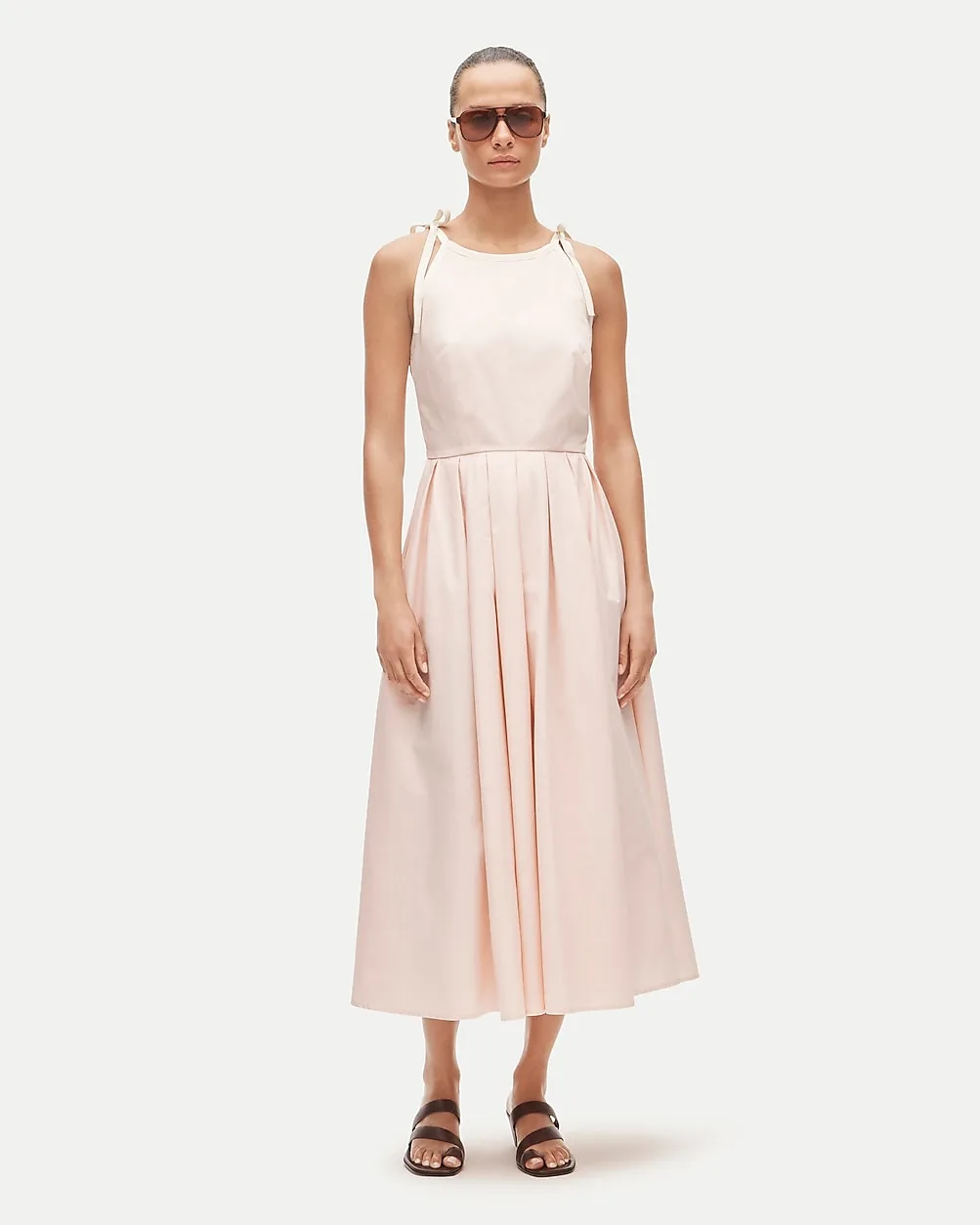 Pleated Dress in Cotton Poplin with Ties by J.Crew