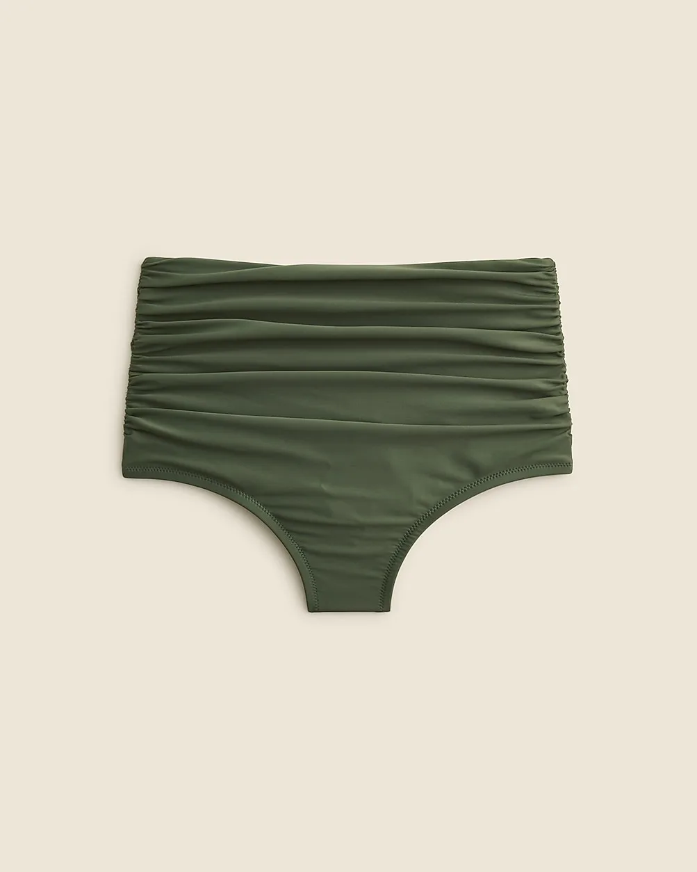 Ruched High-Rise Full-Coverage Bikini Bottom by J.Crew