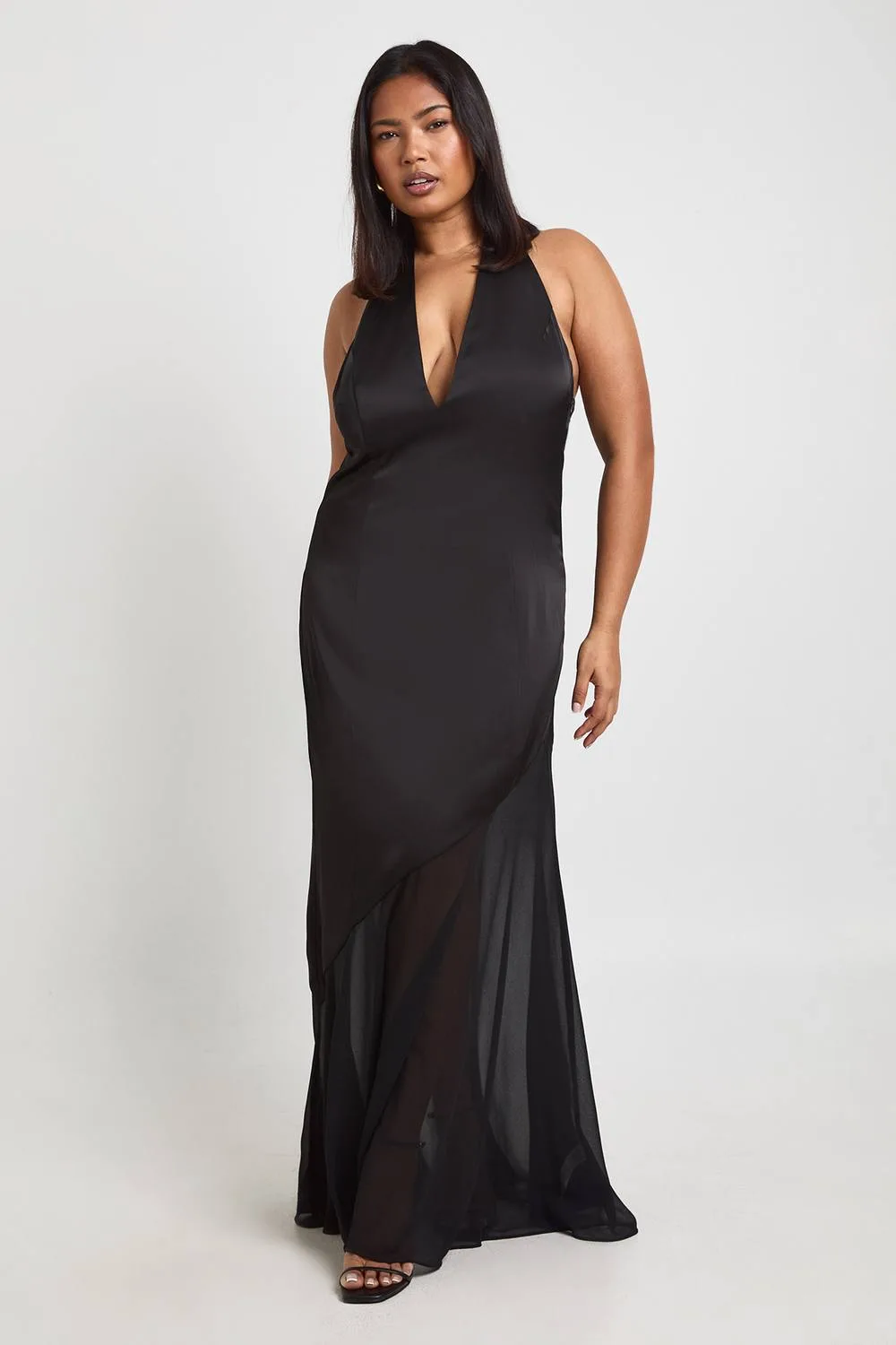Satin Scarf Detail Chiffon Skirt Maxi Dress by boohoo