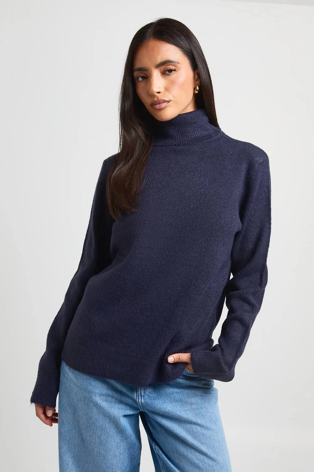 Knitted Roll Neck Jumper by boohoo