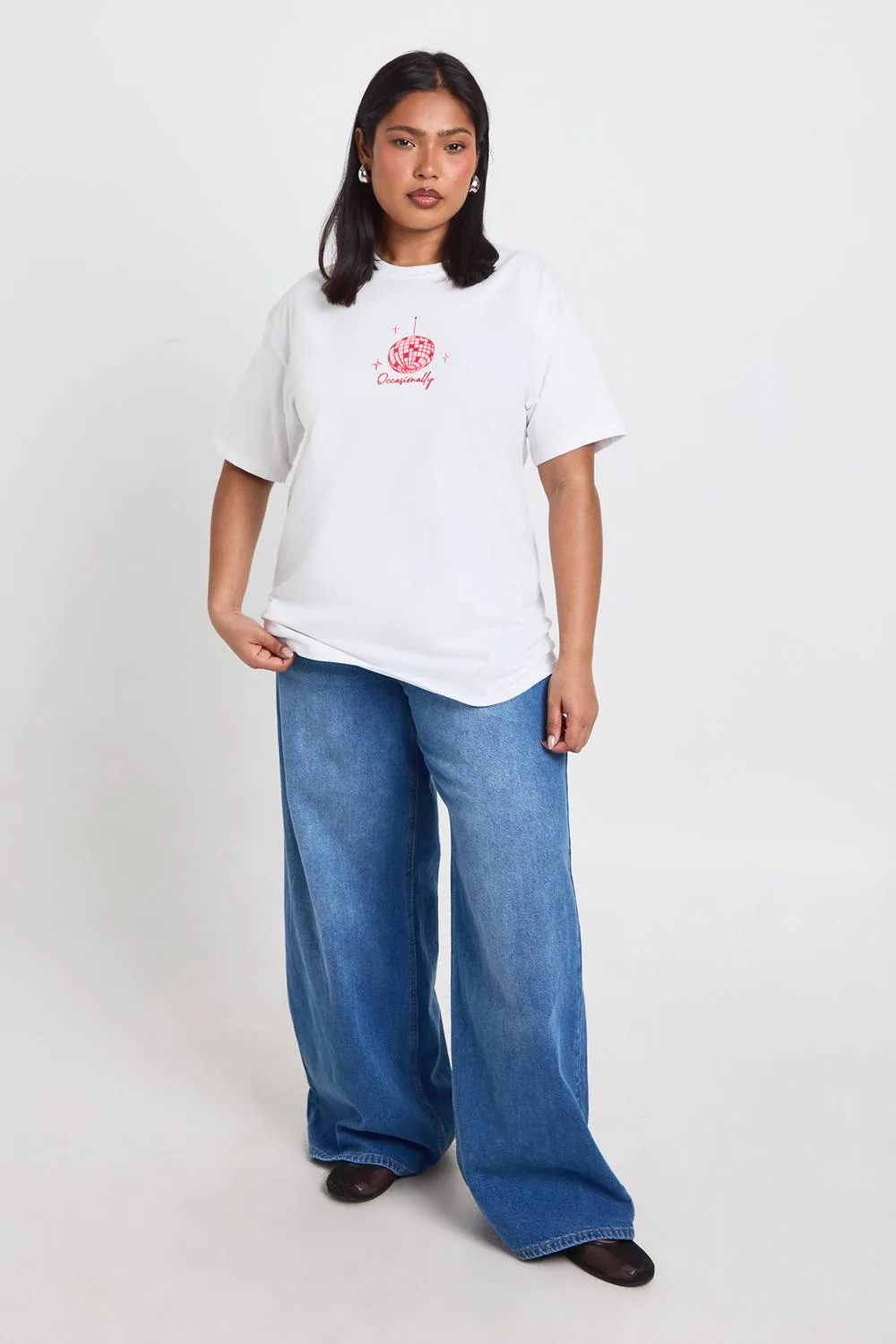 Disco Ball Slogan Oversized T-Shirt