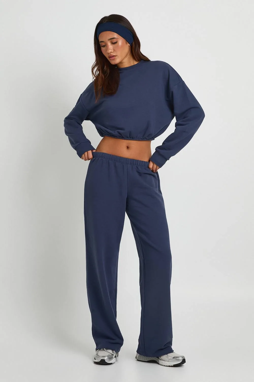 Loopback Low Rise Straight Leg Jogger Pants by boohoo