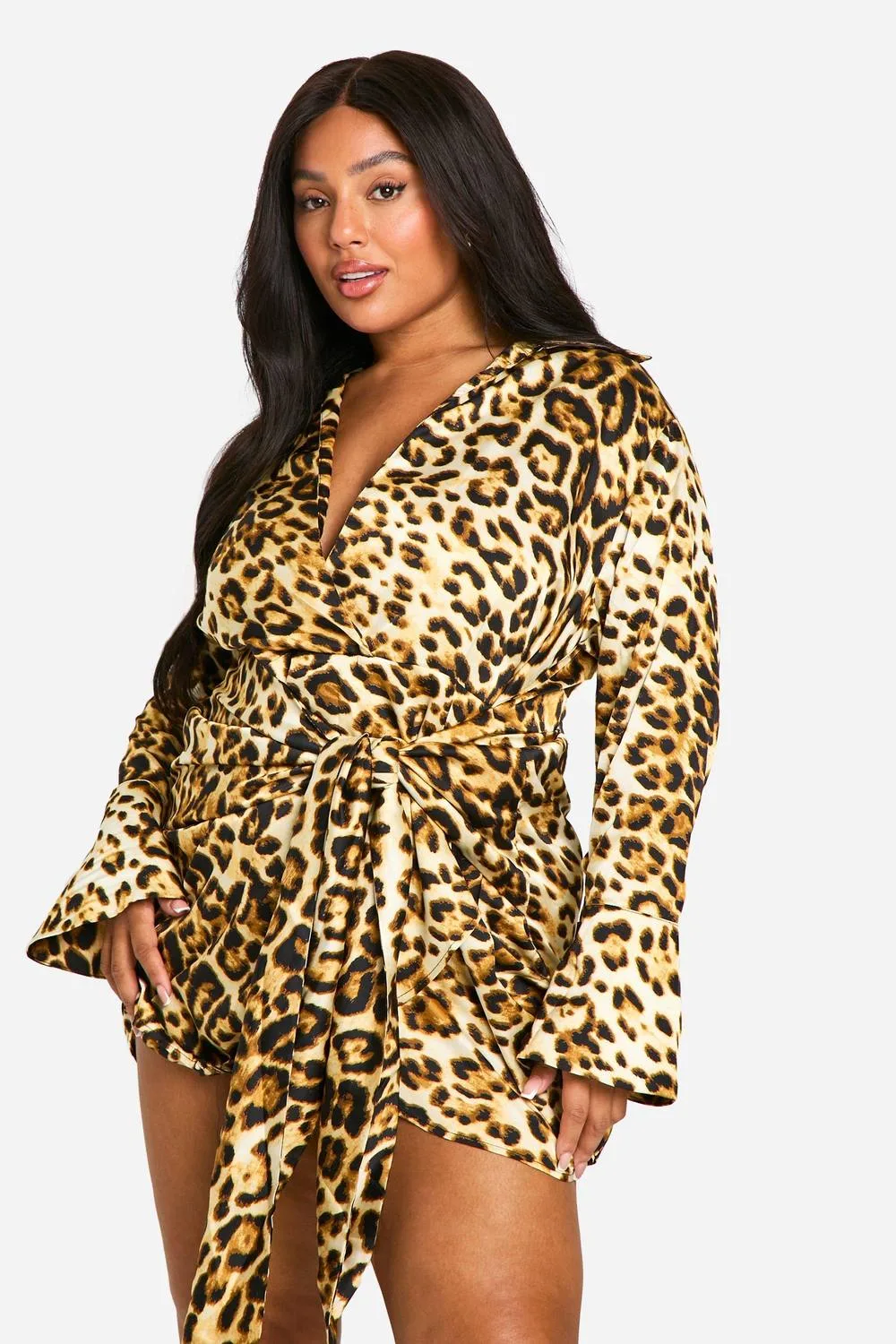 Tie Waist Shirt Wrap Dress