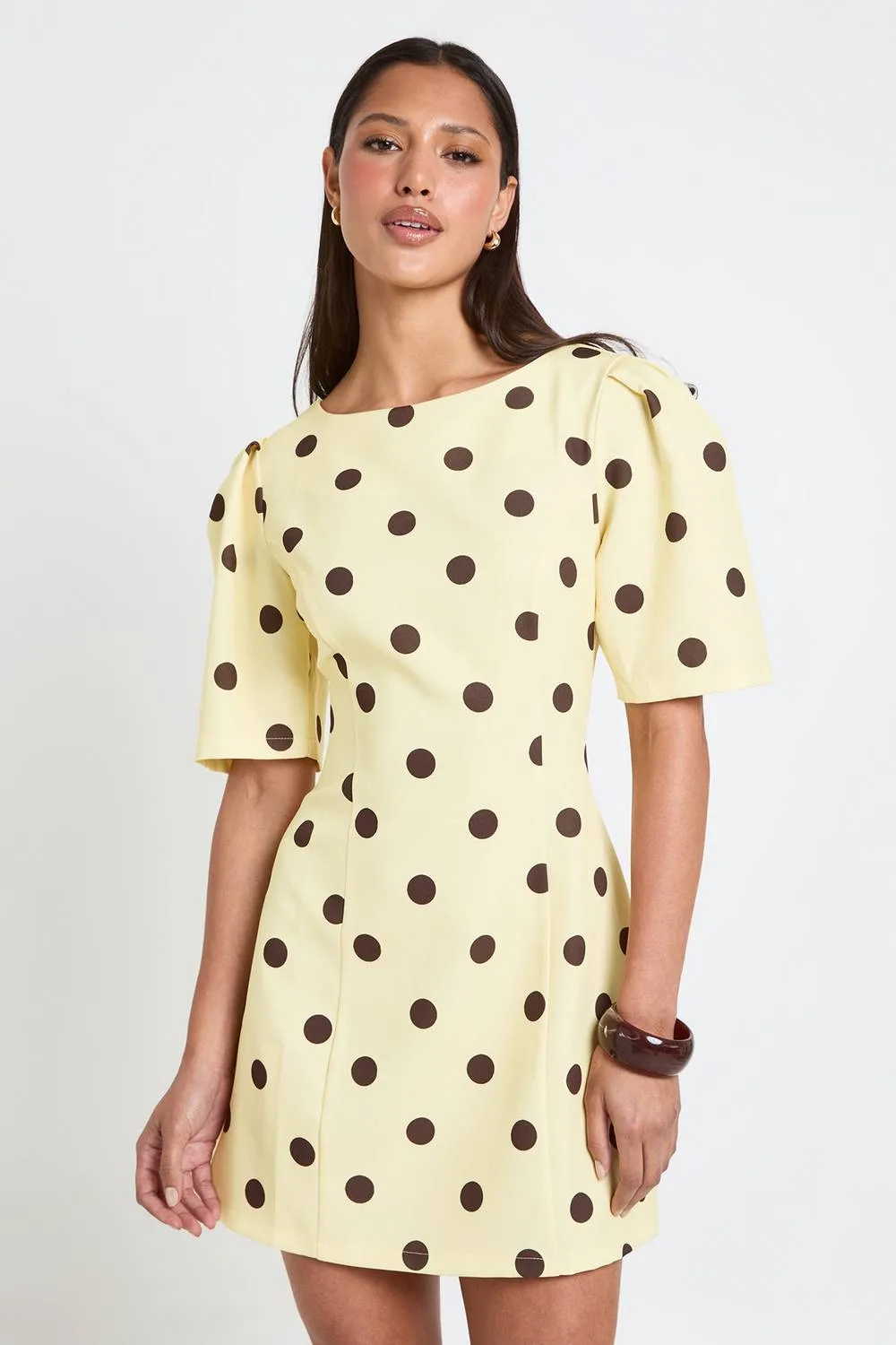 Polka Dot Structured Seam Detail Mini Dress by boohoo