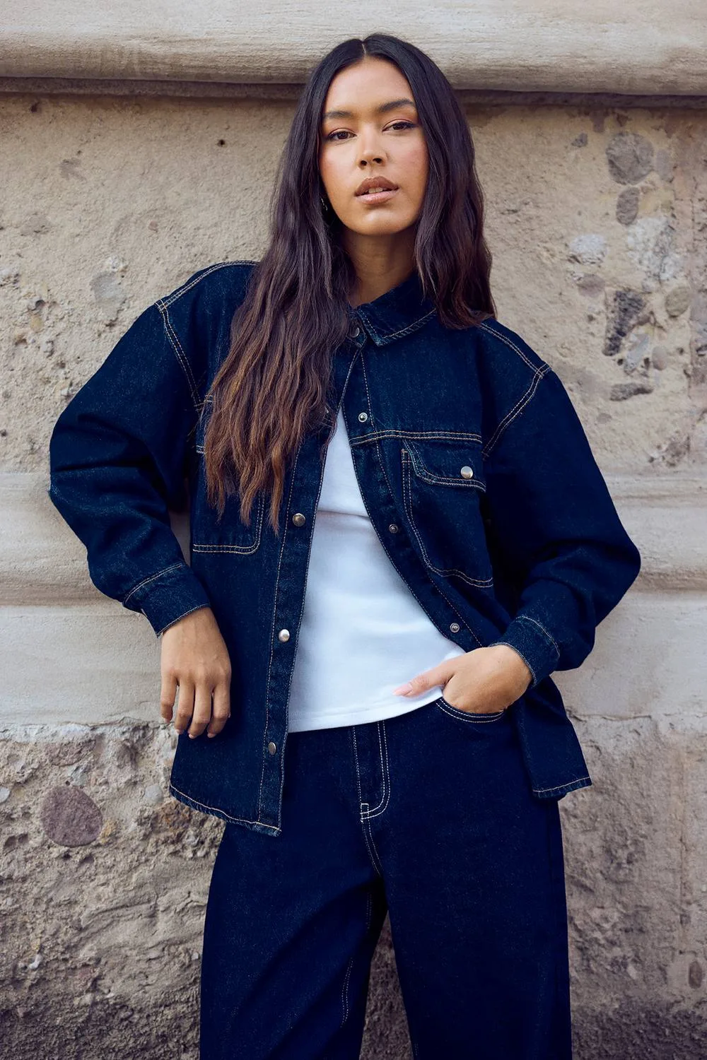 Oversized Denim Shirt by boohoo