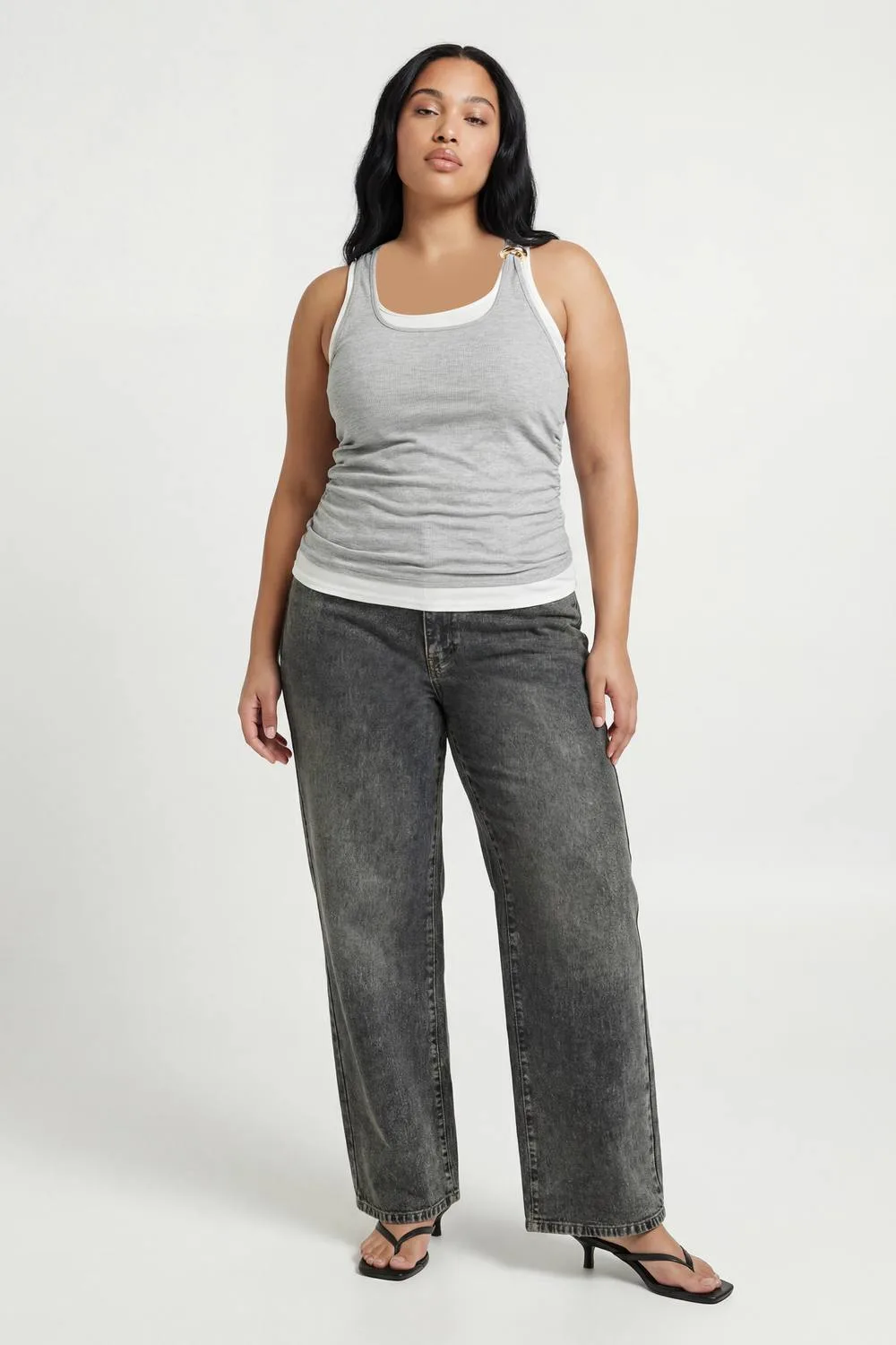 Ribbed Layer Vest with Gold Trim by boohoo