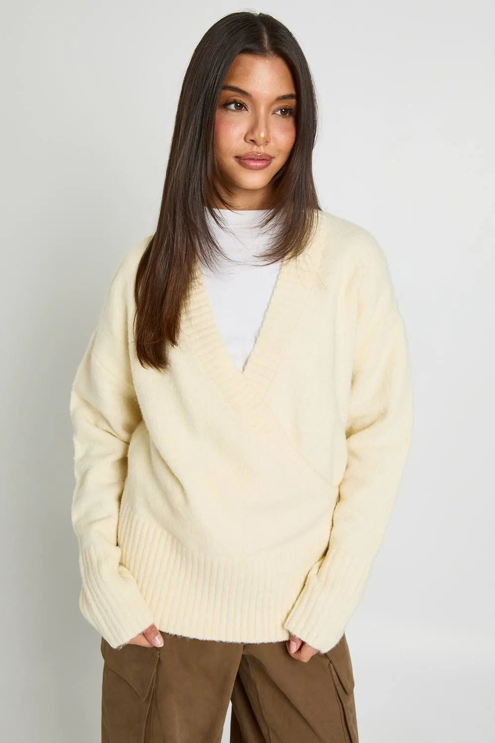 Wrap Detail Cinched Waist Jumper by boohoo