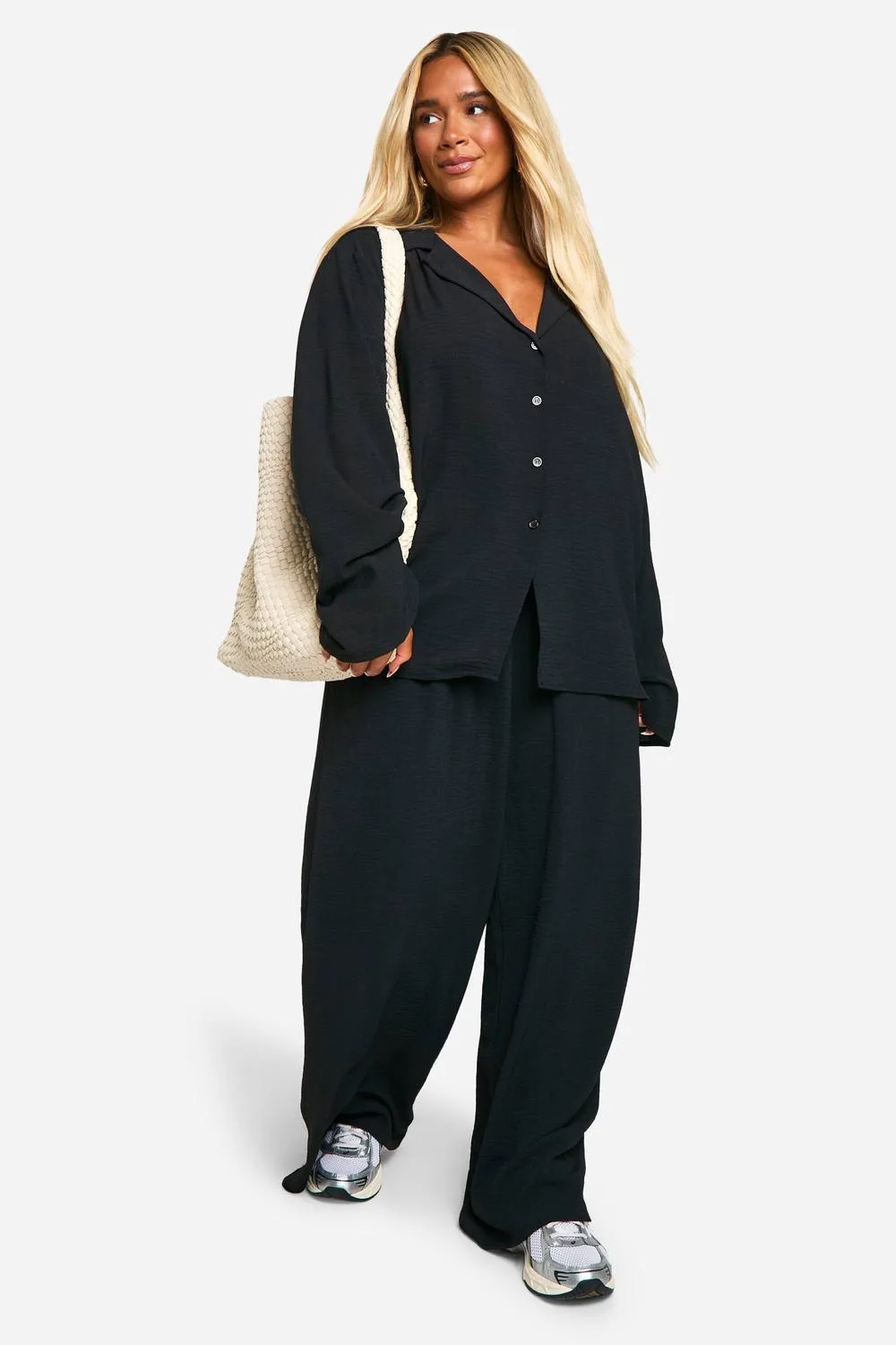 Woven Oversized Shirt & Drawstring Trouser Co Ord