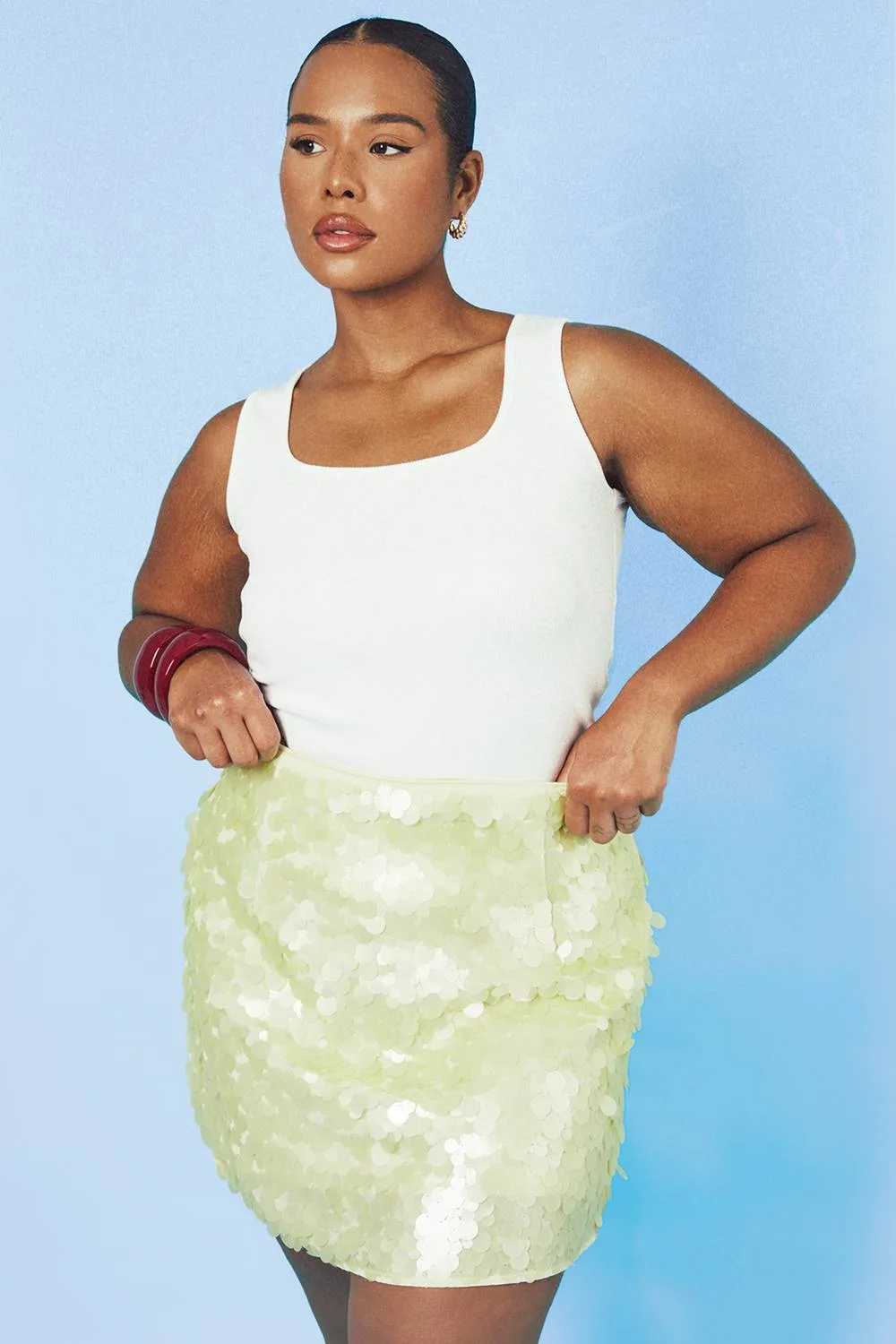 Matte Mixed Sequin Mini Skirt by boohoo