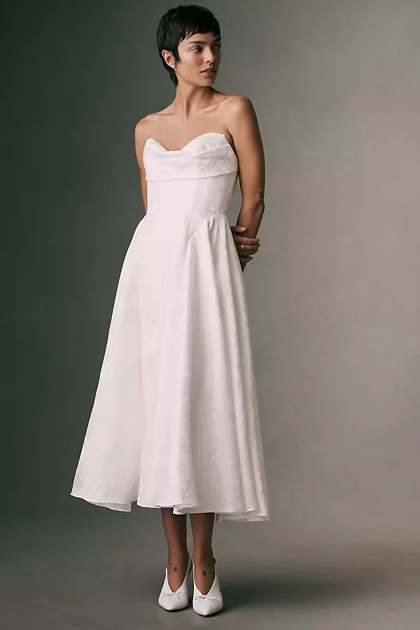 Jenny Yoo x Anthropologie Weddings Romina Strapless Jacquard Wedding Gown by Jenny Yoo