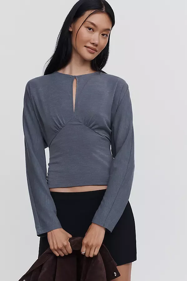 Long Sleeve Keyhole Top by Anthropologie