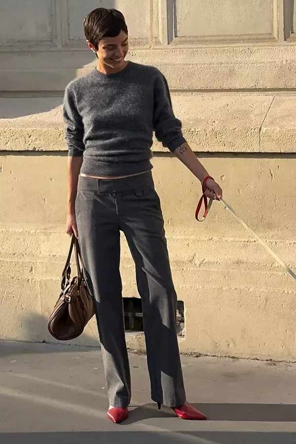 Brushed Cotton Blend Slim Trousers Pants by Anthropologie