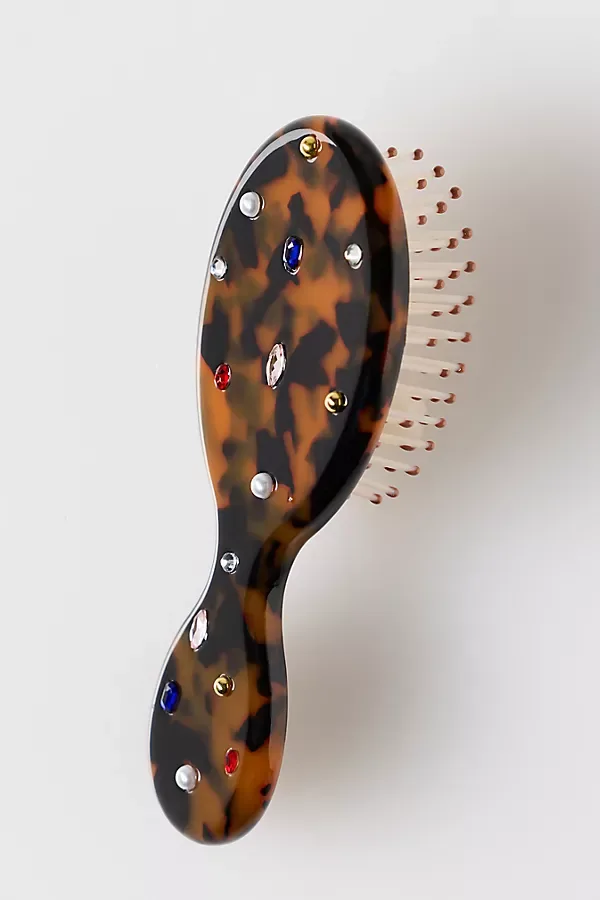 Mini Tortoiseshell Hair Brush with Gems by Anthropologie