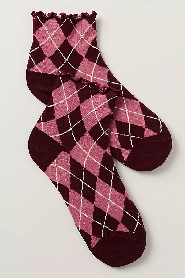 Argyle Ruffle Socks by Anthropologie