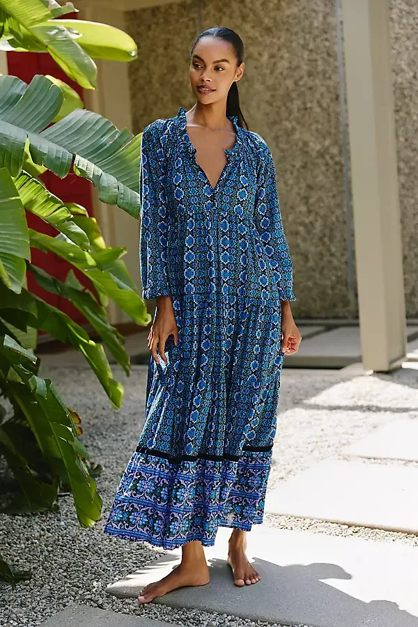 Sonia Long-Sleeve Tiered Maxi Dress by Ros Garden