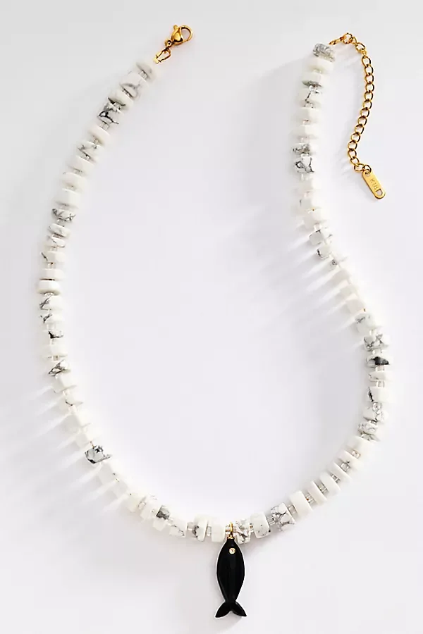 Black & White Fish Pendant Necklace by Hannah B.