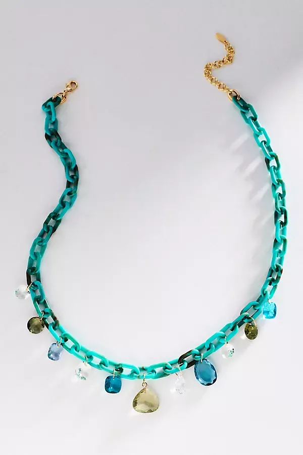 Crystal Resin Chain Link Necklace