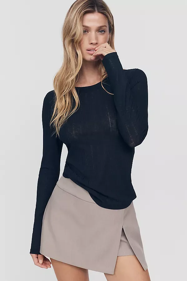 Semi-Sheer Long-Sleeve Top