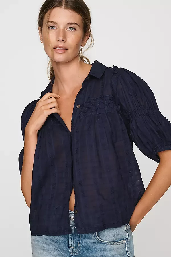 Everlyn Puff-Sleeve Swing Blouse by Pilcro