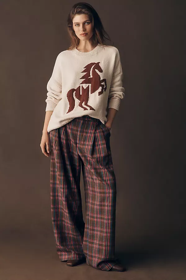 Avery Wide-Leg Pleated Trousers Pants by Maeve