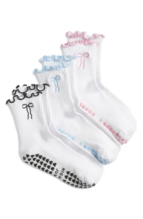 Bowtiful Lettuce Edge 3-Pack Grip Crew Socks by HIGH HEEL JUNGLE