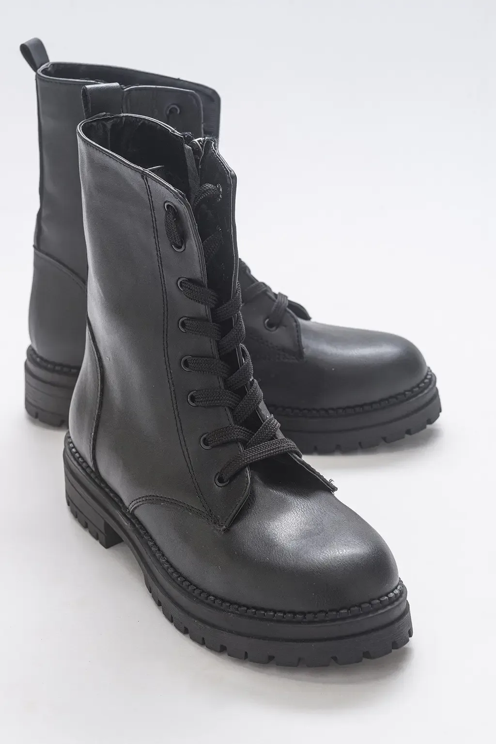 Singa Boot in Black Faux Leather