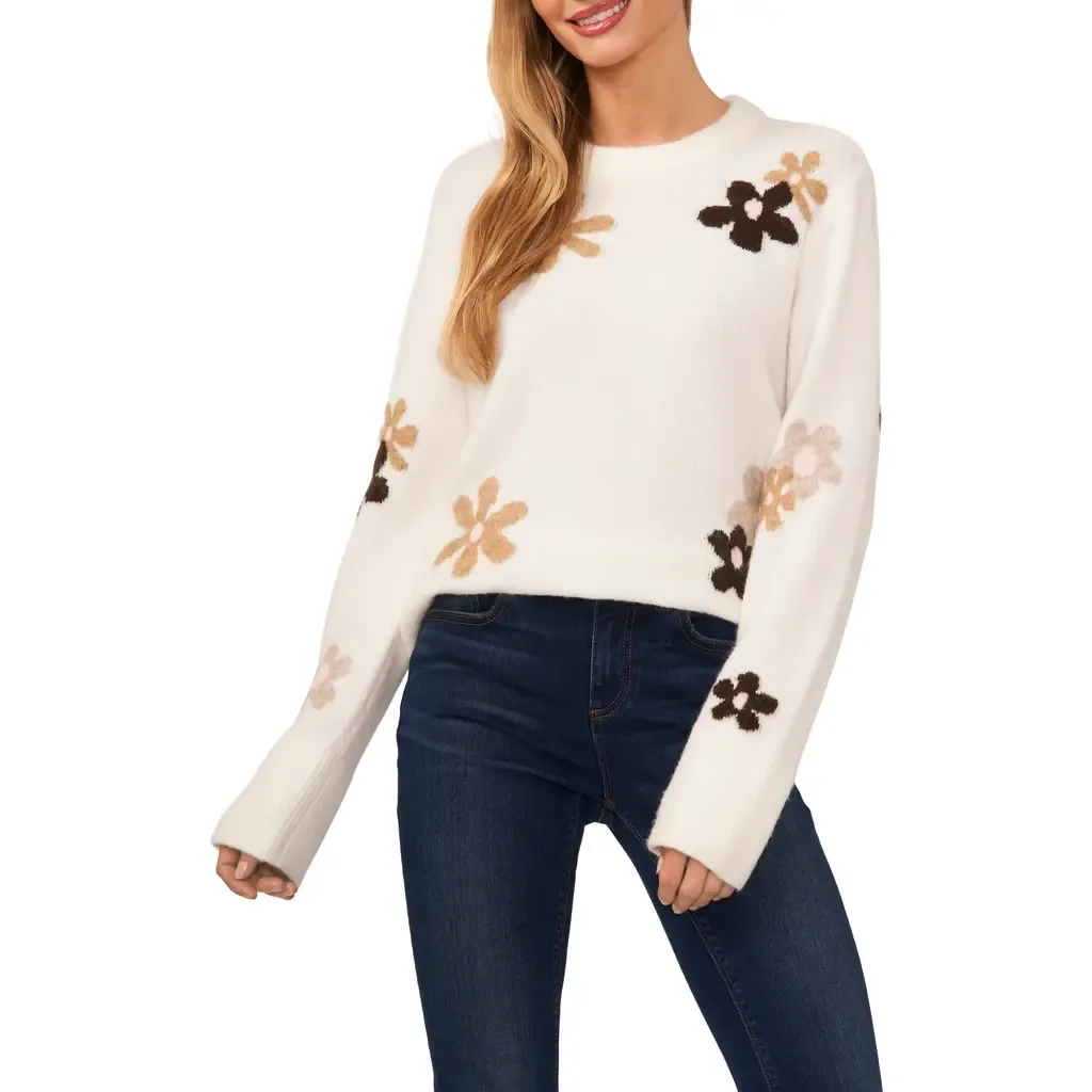 Floral Crewneck Sweater by CeCe