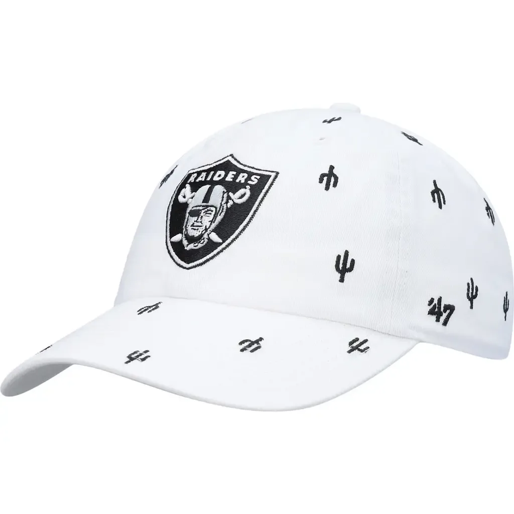 '47 White Las Vegas Raiders Confetti Clean Up Adjustable Hat by '47