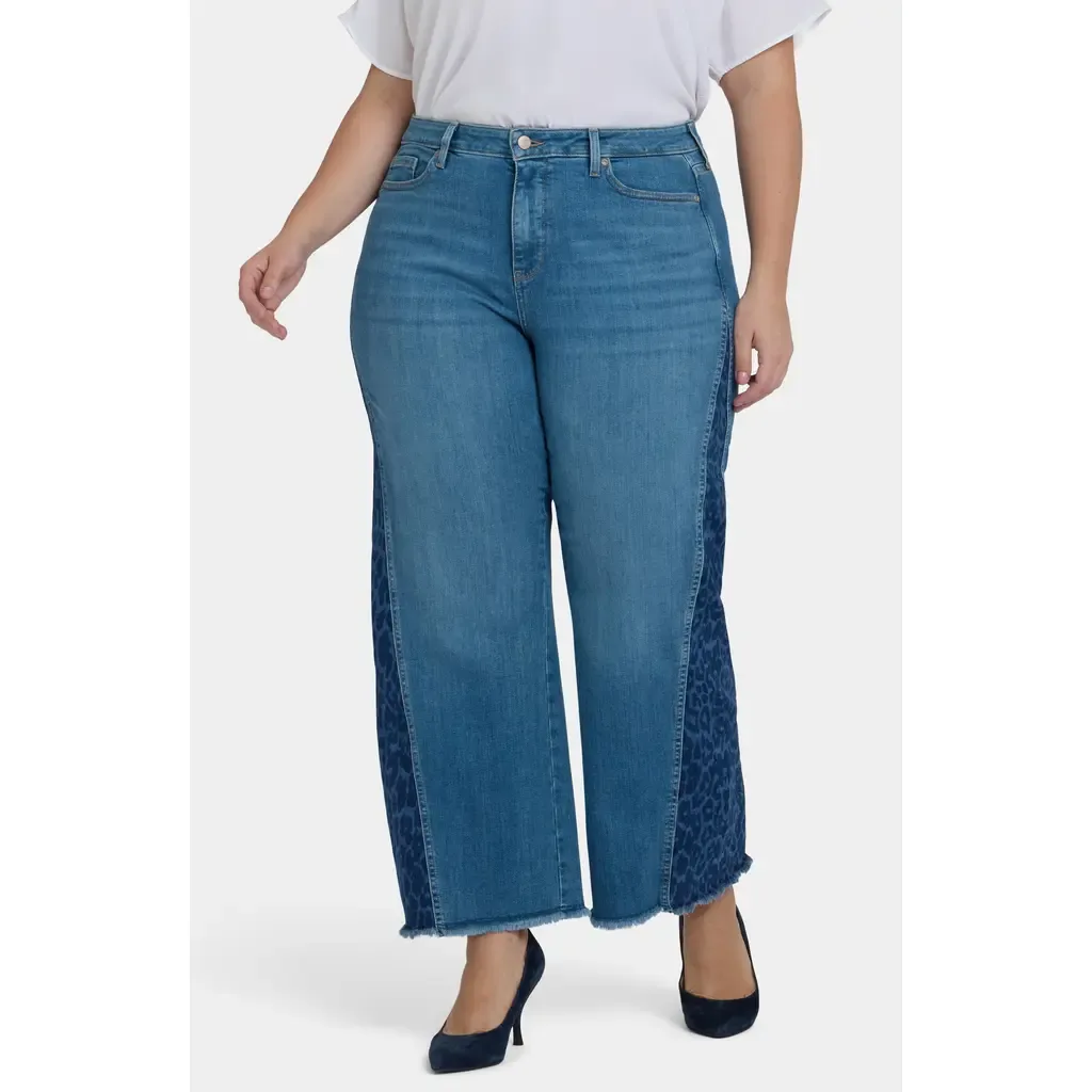 Teresa Frayed Two-Tone Wide Leg Jeans by NYDJ