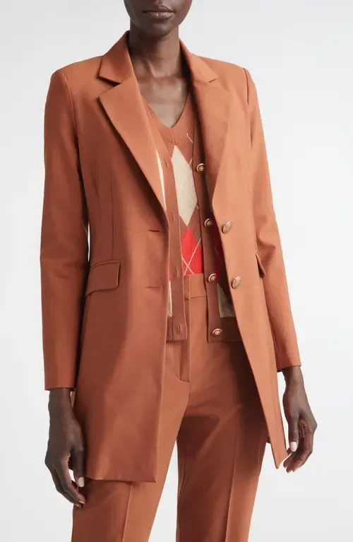 Long Wool Blend Stretch Mélange Jacket by ST. JOHN