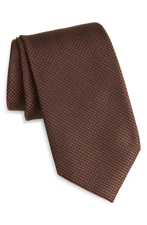 Brown Microhoundstooth Silk Tie by TOM FORD